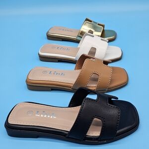 Link Women's Slide Sandals - Black, Tan, White, Gold
